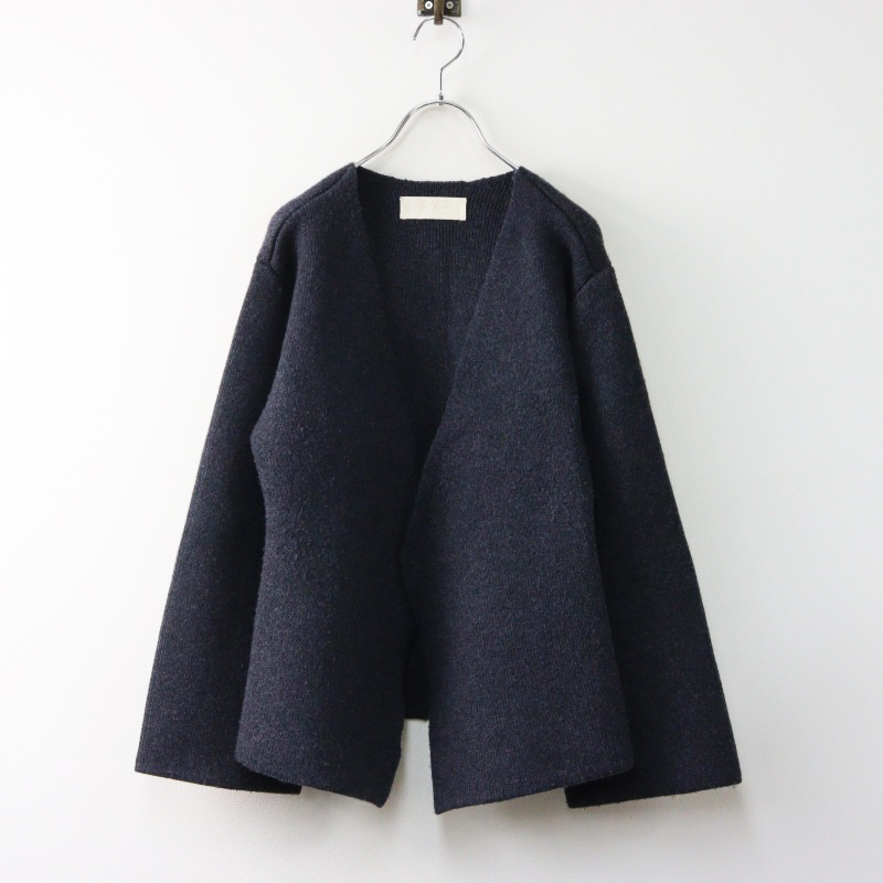 定価3.7万 2024AW プラージュ Plage WOOL FORM ジャケット/チャコールグレー ウール ニット カーディガン【2400014534023】拍卖