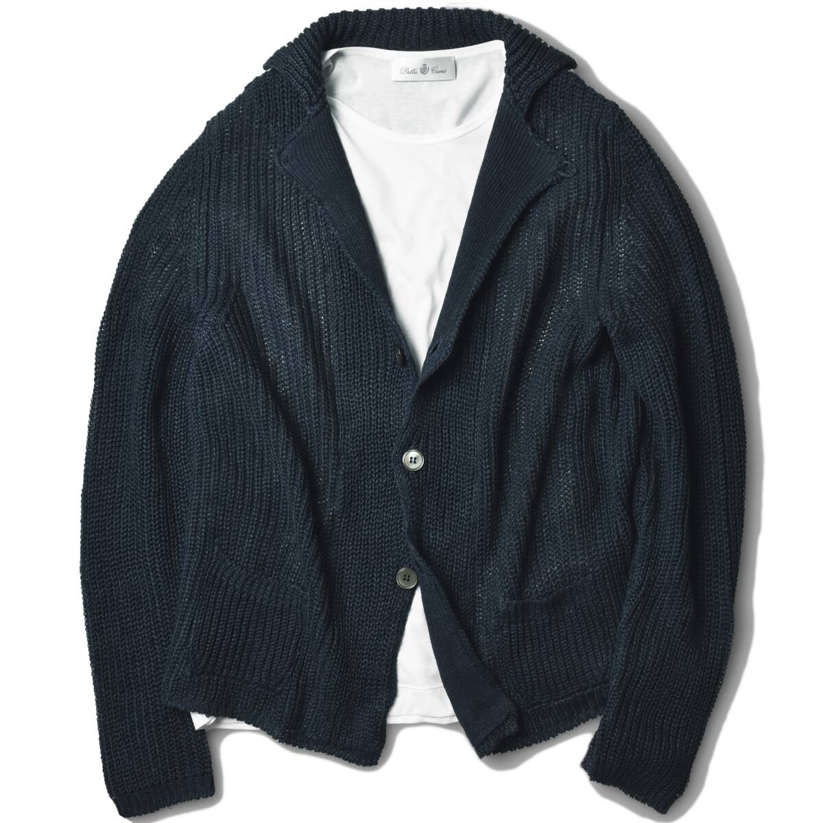 9,9万【ZANONE ザノーネ 新品】シャリっと爽快!リネン100%◇カーディガン以上ジャケット未満◇汎用性◎洗練洒脱ローゲージニットジャケット拍卖