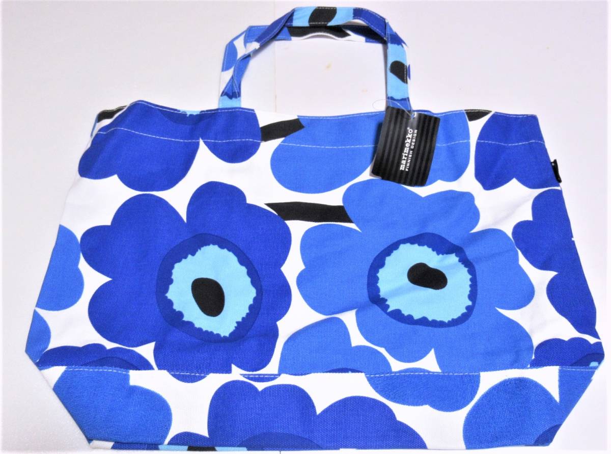 ★marimekko マリメッコ ブルー ピエニウニッコ トートバッグ 内ポケ付き 肩掛け 大容量拍卖