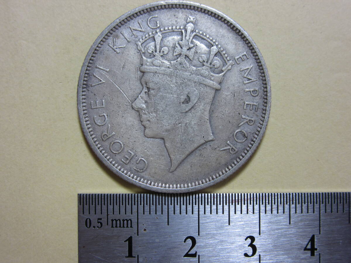4,イギリス(ローデシア) HALF CROWN銀貨 1937年 14g拍卖