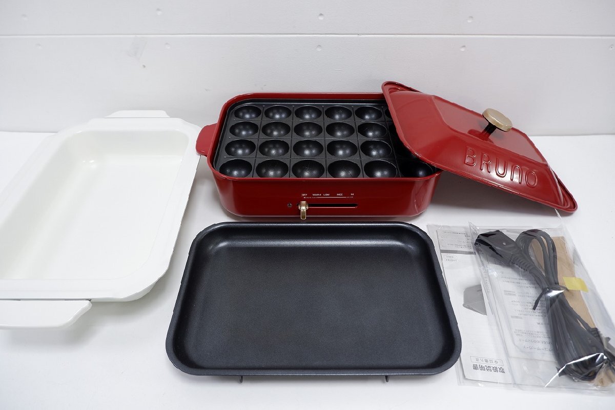BRUNO BOE021 コンパクトホットプレート レッド 7-B002V/1/100拍卖