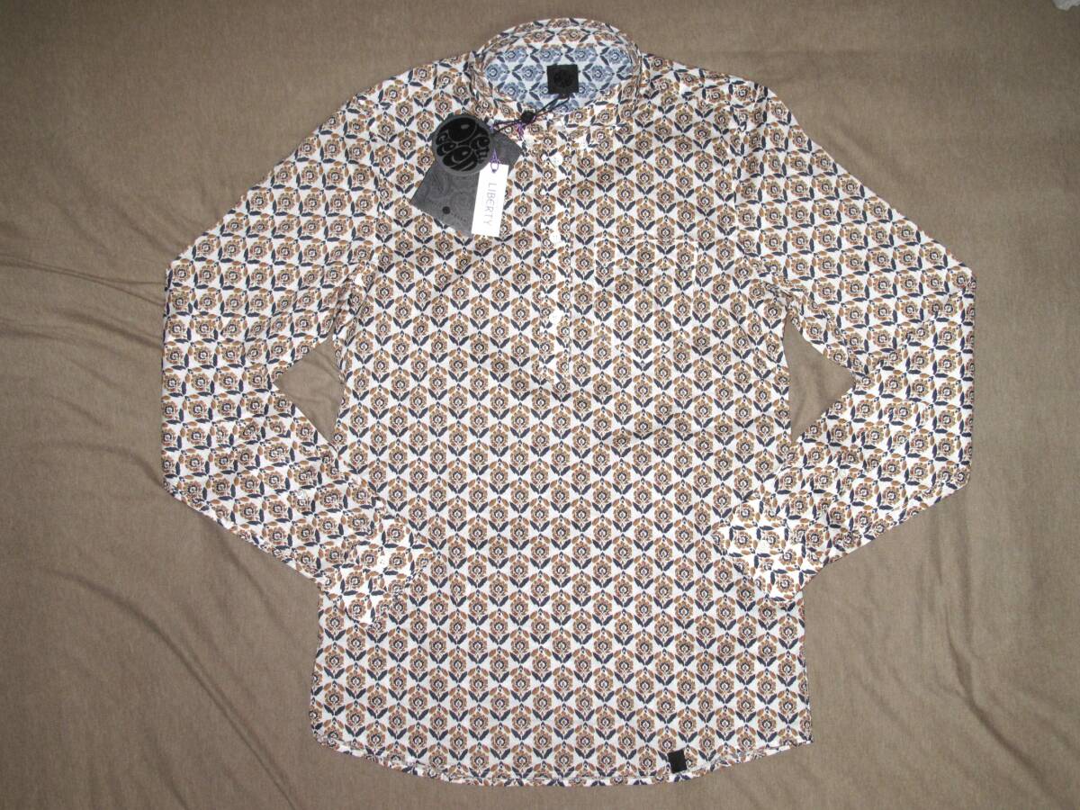 新品 プリティーグリーン リバティプリント 長袖 リバティ柄 Pretty Green 花柄 フラワープリント ボタンダウン ハーフボタン プルオーバー拍卖