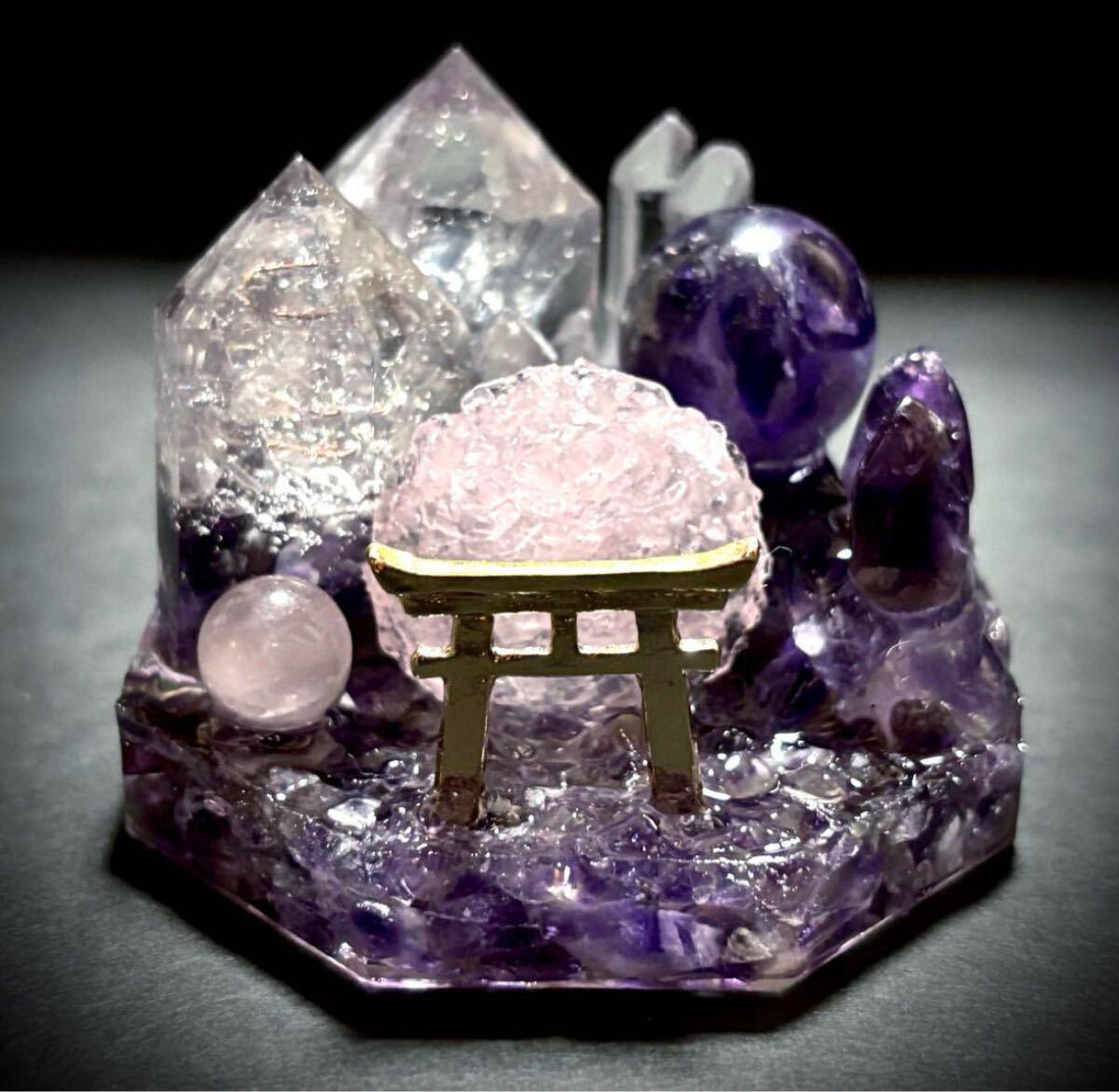 ◇夜桜◇鳥居◇神社◇オルゴナイト◇アメジスト◇ローズクォーツ◇水晶◇八角◇拍卖