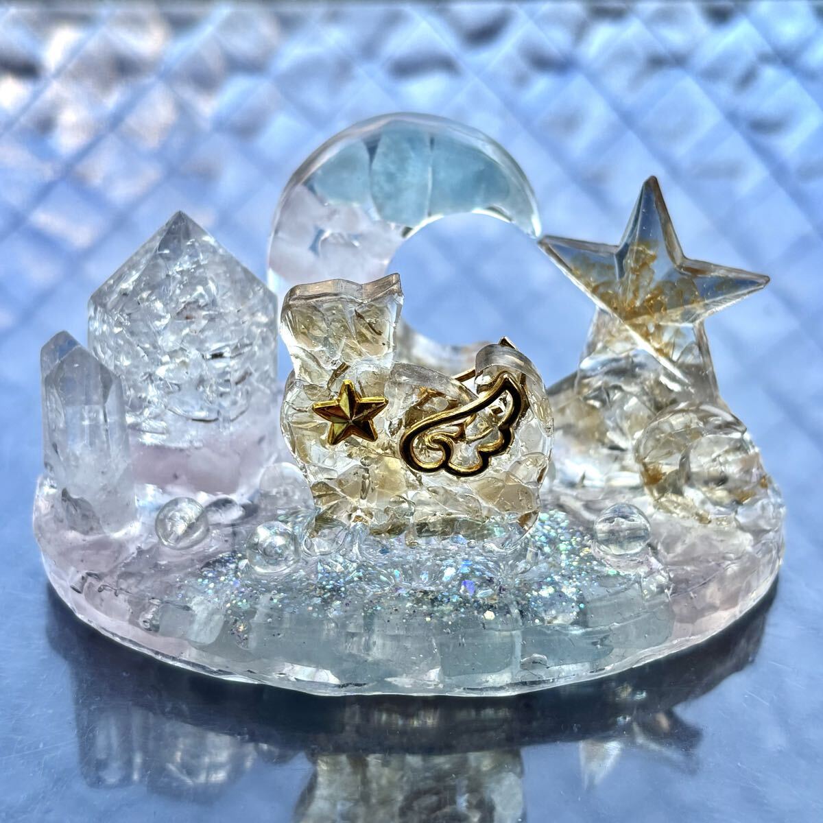 ◇ネコとシャボン玉◇オルゴナイト◇アクアマリン◇ローズクォーツ◇シトリン◇水晶◇拍卖