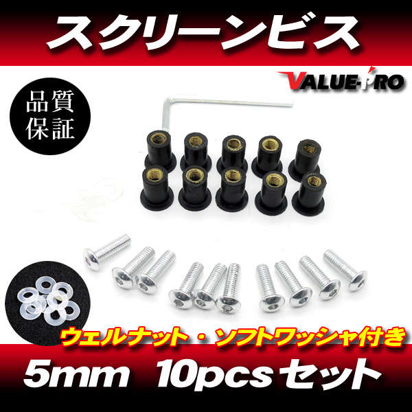 アルミ スクリーンビス M5 10本セット 銀 シルバー / スクリーンネジ NS-1 NSR50 NSR80 TZR50R TZM50 YSR50 NS50F NSF100 NSRmini TZR250R拍卖