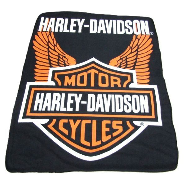 サイズ ? HARLEYDAVIDSON ブランケット 毛布 ロゴ ブラック ハーレーダビッドソン 古着 ビンテージ 5JU0407拍卖
