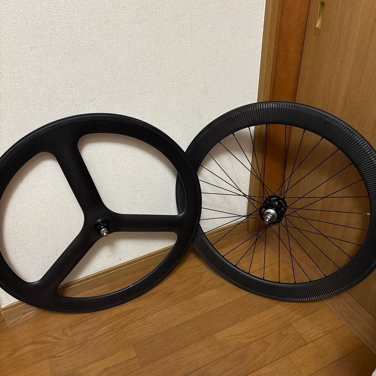 【ほぼ未使用】ピストバイク カーボンホイール バトンホイール 前後セット拍卖