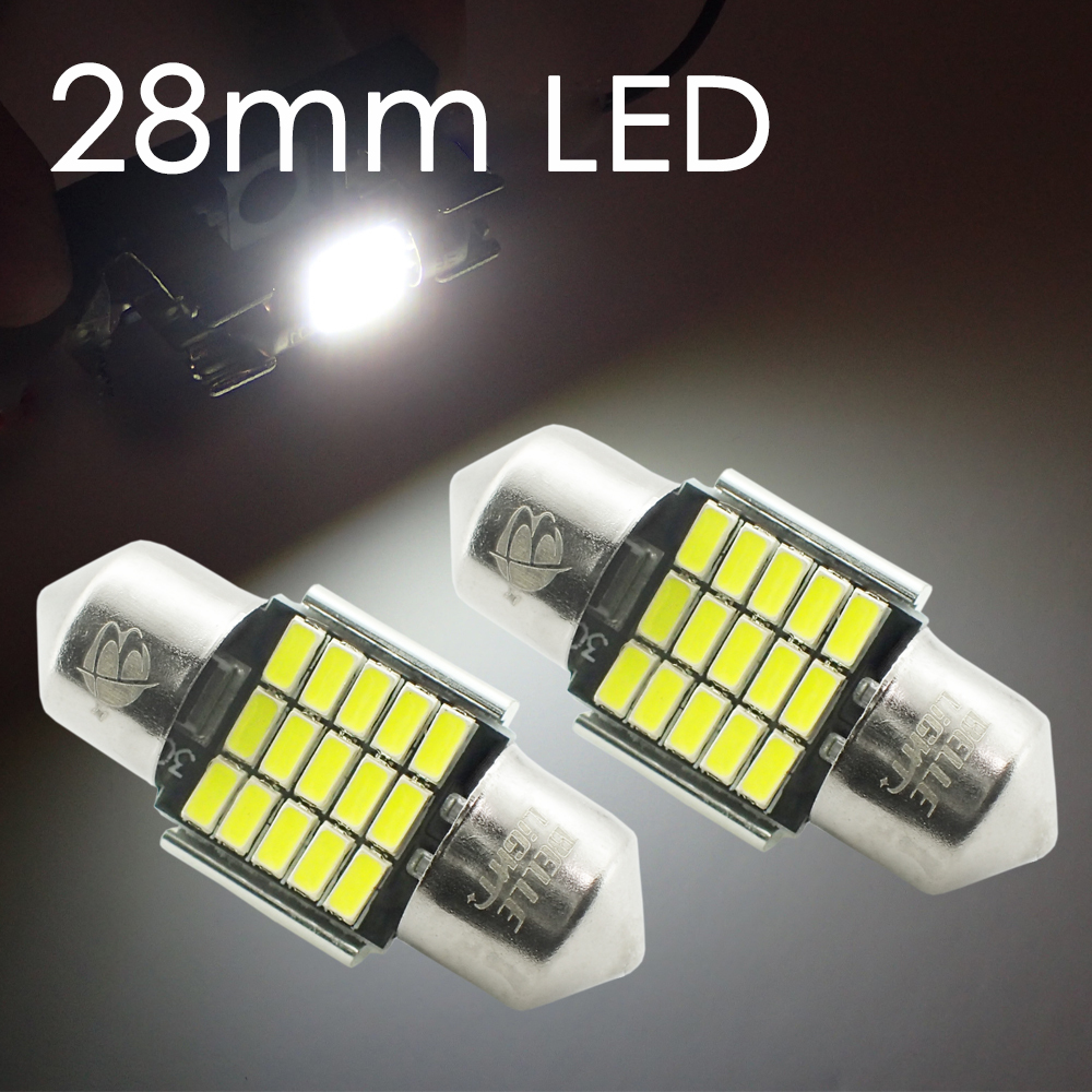2個 T10×28mm LED 短いルームランプ 15連 白 無極性 ホワイト 3014チップ 31mm 12V用 LEDバルブ EX171拍卖