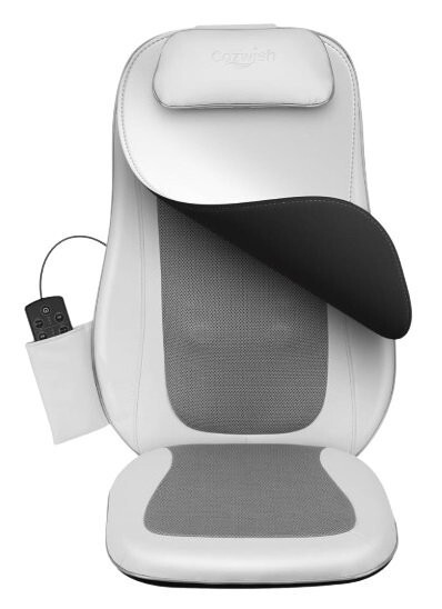 1円スタート Cozwish マッサージチェア マッサージシート シートマッサージャー 段階振動 ヒーター付き折り畳み式 ホワイト D04782/JS拍卖