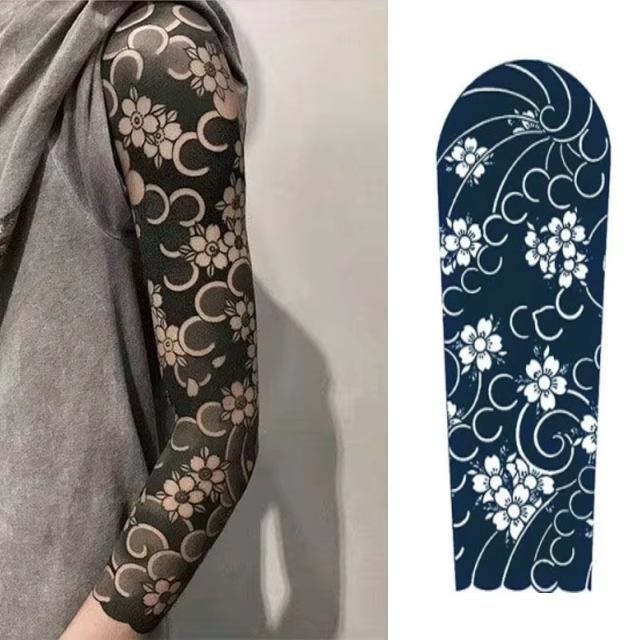 UD02 TATOOシール タトゥーシール リアル和柄ブラック 和彫り入れ墨シール 腕や足用入れ墨シール イベントや動画撮影に リアルな刺青シール拍卖