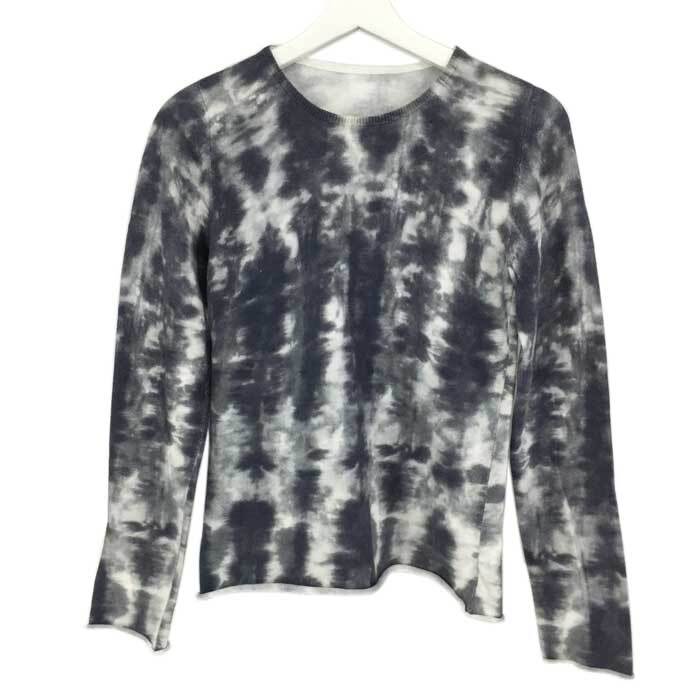 ルシアンペラフィネ lucien pellat finet 長袖 セーター カシミヤ混ニット ビッグスタッズヘンプ入り トップス S グレー系 タイダイ柄拍卖