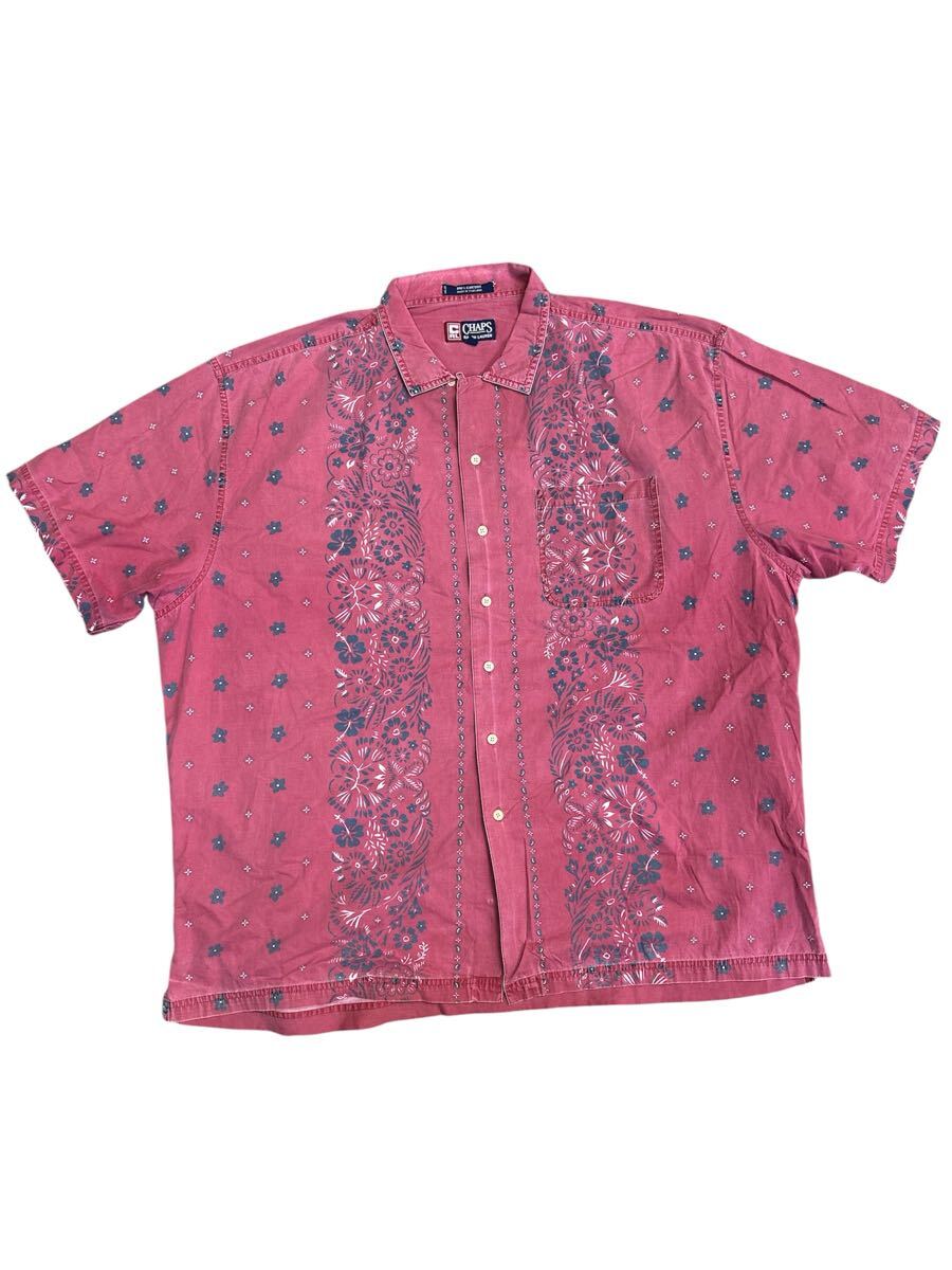 chaps RALPHLAUREN コットン 花柄 アロハシャツ ハワイアンシャツ 総柄 古着 オープンカラー拍卖