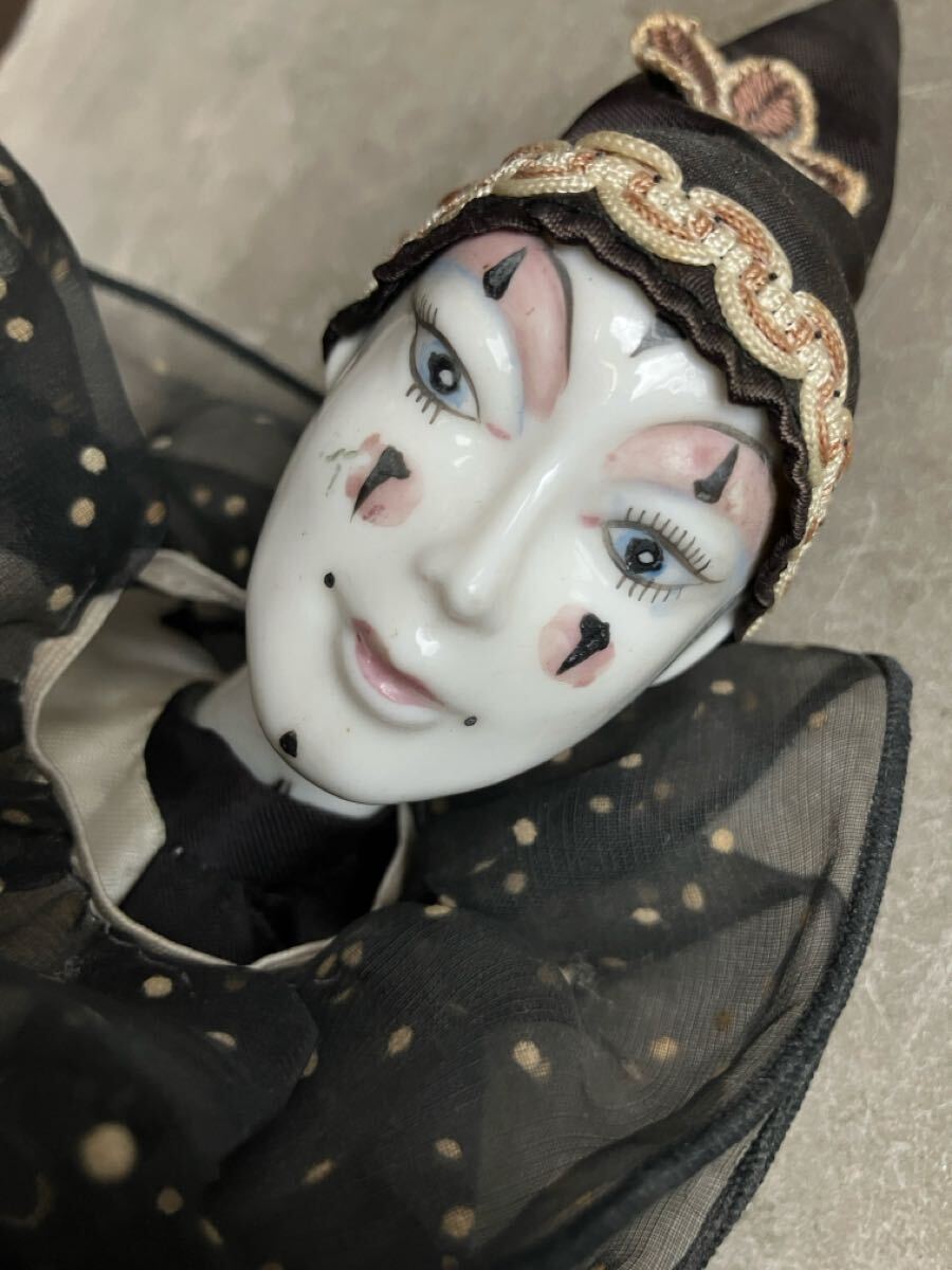 ピエロ 道化師 ビスクドール 人形 顔手足陶器  レトロ 魔術師 魔法使い拍卖