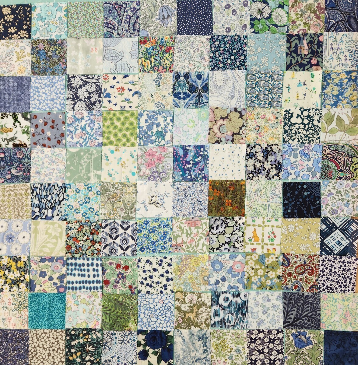 BG713☆ブルーグリーン☆ リバティ☆6×6cmカットクロス☆ 100枚セット☆廃盤生地多数 ホビーラホビーレ ヴィンテージ入り拍卖