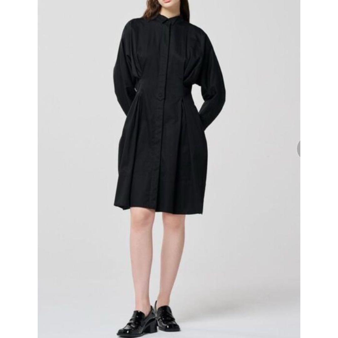 24SS 未使用タグ付き uncrave アンクレイヴ コットンツイル シャツワンピース 黒 ミニ丈 長袖 ブラック 2024SS フレアシルエット拍卖