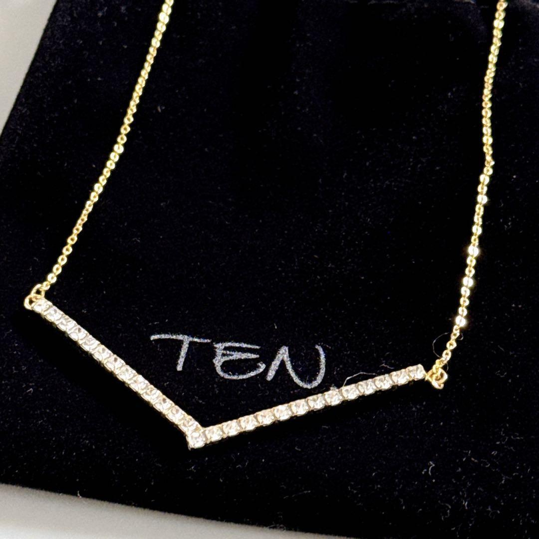 収納袋付き TEN テン V字モチーフ ネックレス ラインストーン ゴールド ゴールドカラー アクセサリー レディース ジュエリー拍卖