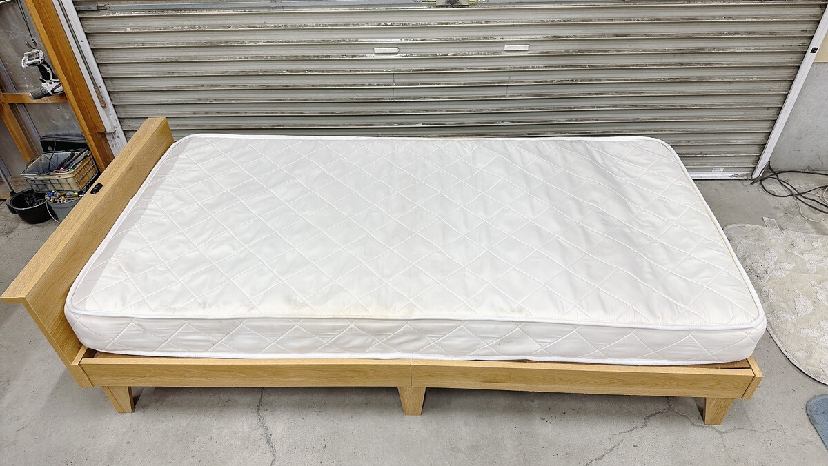 中古 友澤木工 コンセント付き シングルベッド フレーム マットレス セット ベッド ベッドフレーム 引取歓迎 茨城県 0706あわ1 M 家F拍卖