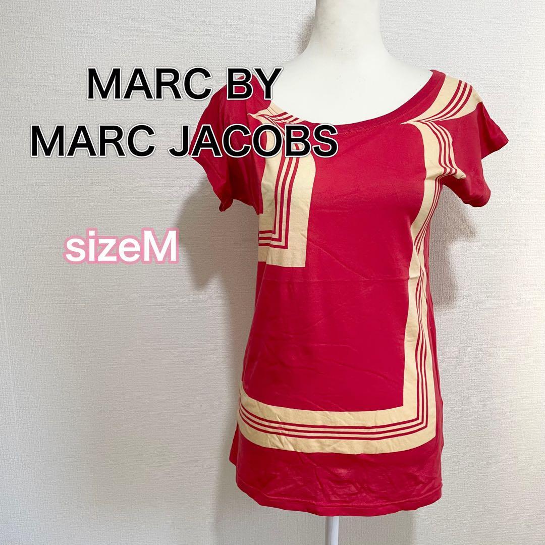 【美品】サイズM マークバイマークジェイコブス 赤 プリント 半袖 Tシャツ拍卖
