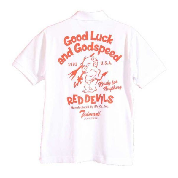 テッドマン TEDMAN 吸汗速乾 ドライ鹿の子ポロシャツ ホワイト【Lサイズ】TSPS-138D エフ商会 アメカジ メンズ拍卖