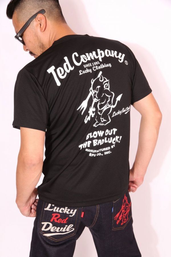 テッドマン TEDMAN ドライTシャツ ブラック×ホワイト【XLサイズ】吸汗速乾 半袖 TDRYT-100 エフ商会 アメカジ メンズ拍卖