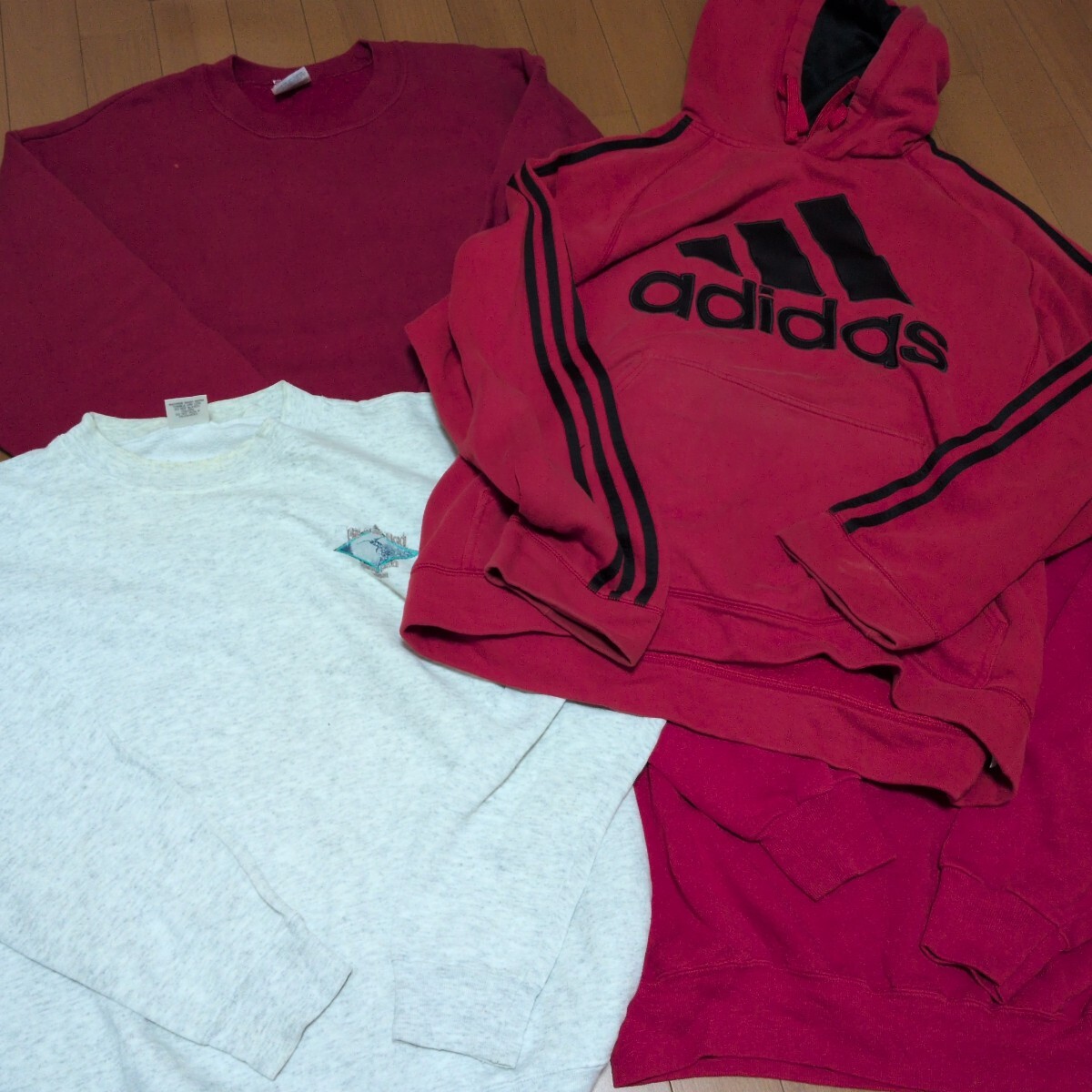 4枚セット スウェット トレーナー 古着卸 古着 L〜XL まとめ売り アメカジ ストリート adidas スポーツウェア拍卖