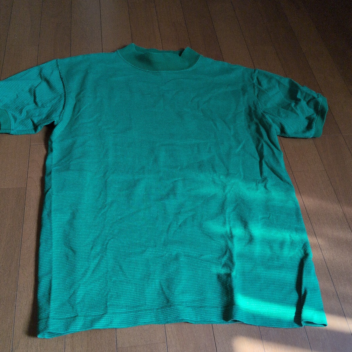 90s USA製 Cotton Country モックネック 半袖Tシャツ Tシャツ 半袖 カットソー ヴィンテージ 古着 アメカジ リブ付き ボーダー拍卖