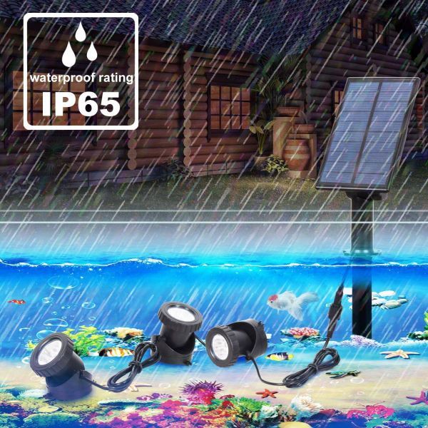 ソーラーライト屋外ライトLED 水中ライトイルミネーションライト IP68水陸両用高輝度太陽光発電分離式3点式対策自動点灯/消灯/(電球色)拍卖