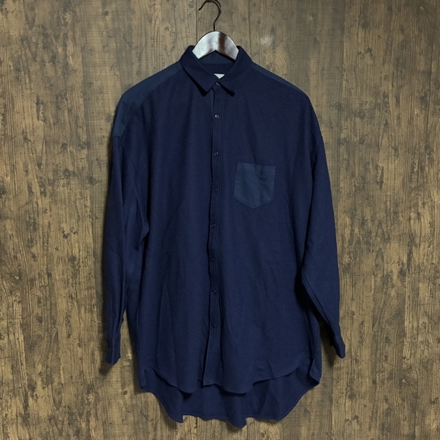 A448◇ASEEDONCLOUD | アシードンクラウド 長袖ウールシャツ ネイビー メンズ Sサイズ 中古品拍卖