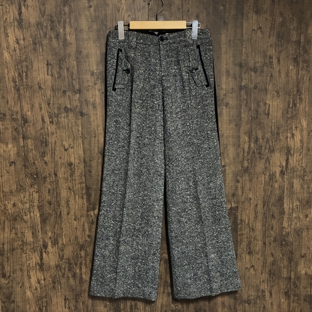 A448◇ENCHANTEMENT...? | アンシャントマン ワイドパンツ ブラック×ホワイト レディース 38サイズ 中古品拍卖