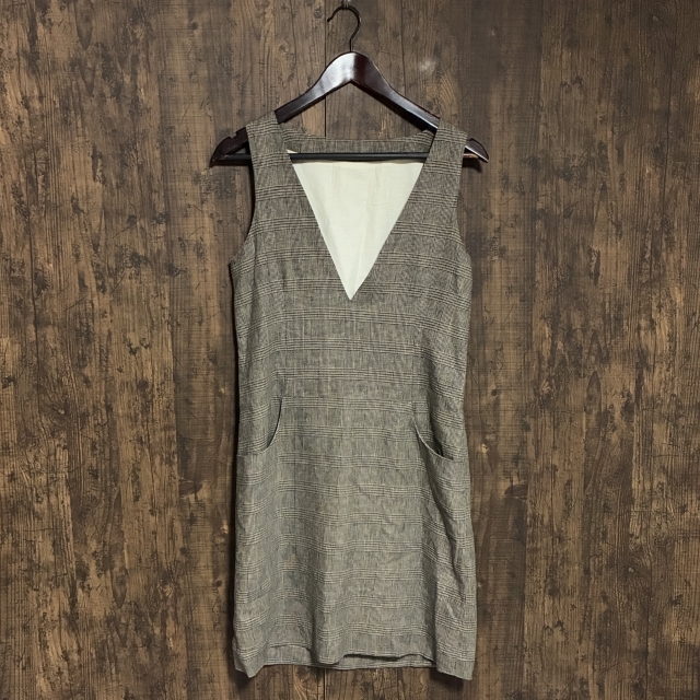 A448◇Framework | フレームワーク ノースリーブワンピース ベージュ×ブラック レディース サイズ不明 中古品拍卖