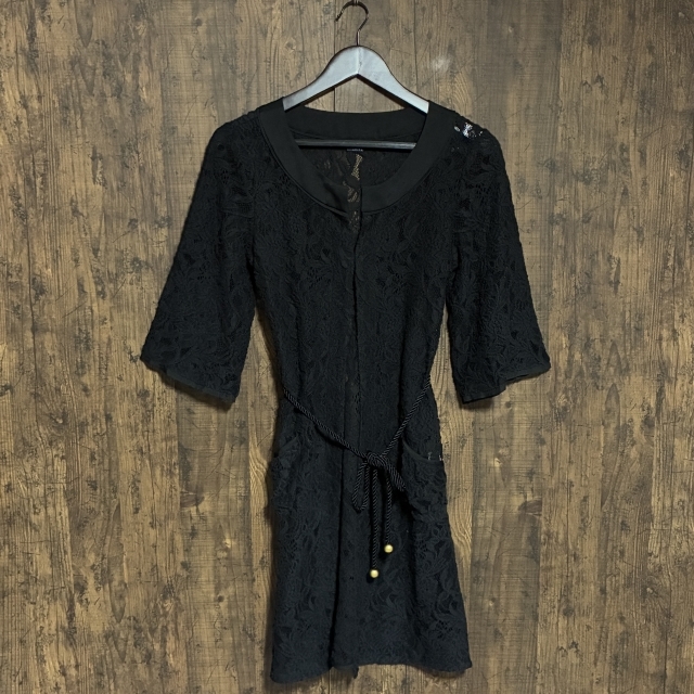 A448◇SHIPS | シップス レースワンピース ブラック レディース Sサイズ 中古品拍卖