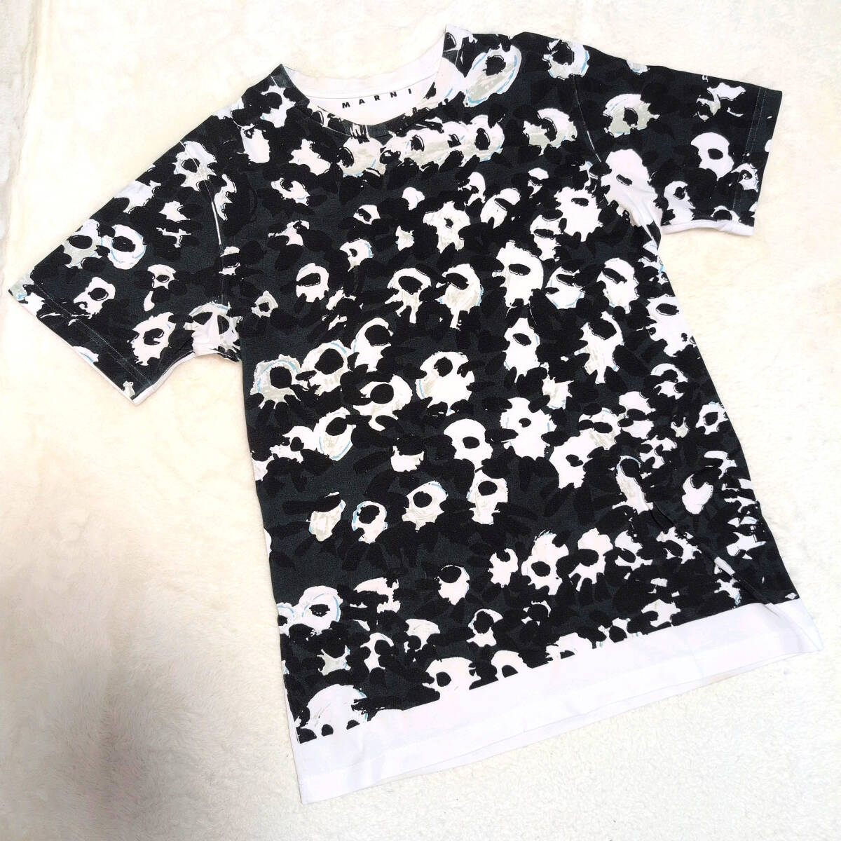 MARNI マルニ Tシャツ 総柄 メンズ M グリーン ブラック ホワイト 拍卖