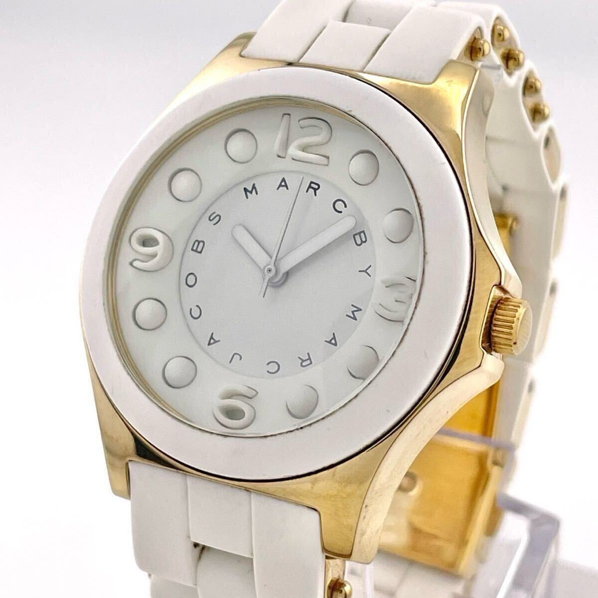 【美品 稼働】マークジェイコブス クォーツ 腕時計 MBM2526 レディース ホワイト拍卖