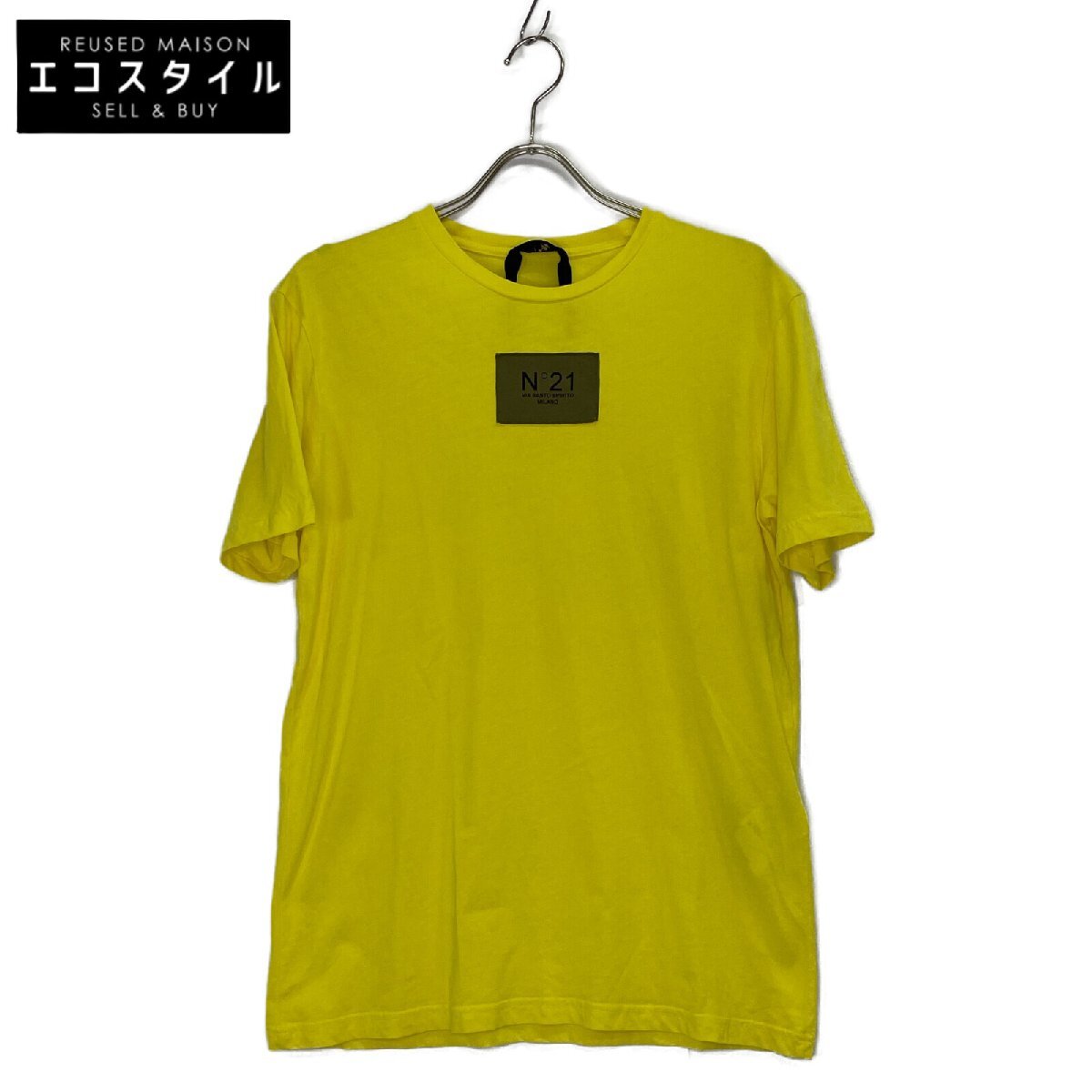 N゜21 ヌメロ ヴェントゥーノ 22SU-F032-6334 ロゴ コットン Tシャツ・カットソー S イエロー レディース拍卖