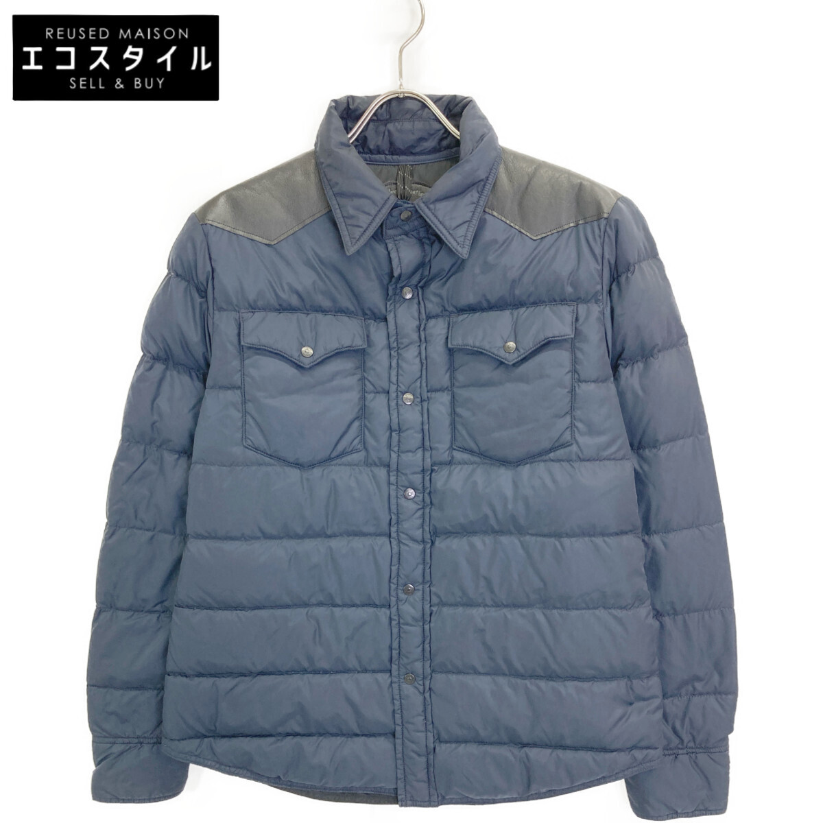 Rocky Mountain Featherbed ロッキーマウンテンフェザーベッド 450-481-51 ヨークレザー切替 ライトダウンジャケット38 メンズ拍卖
