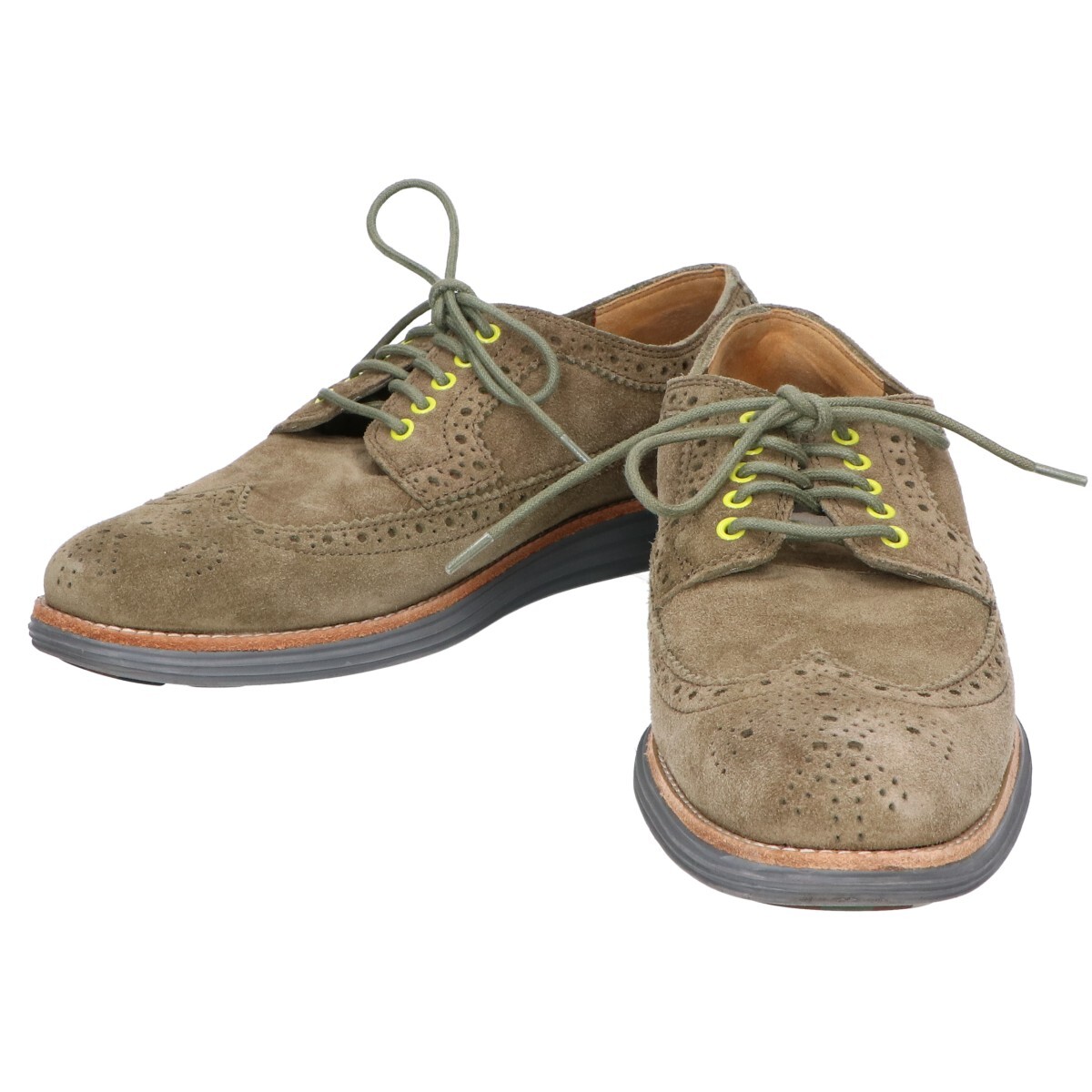 Cole Haan コールハーン ×NIKE C12525 LUNARGRAND ウイングチップ シューズ 8 カーキ メンズ拍卖