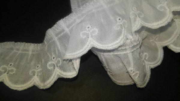 ●(NH031)約2.8㎝巾の白の綿フリルレース(2.5m)拍卖