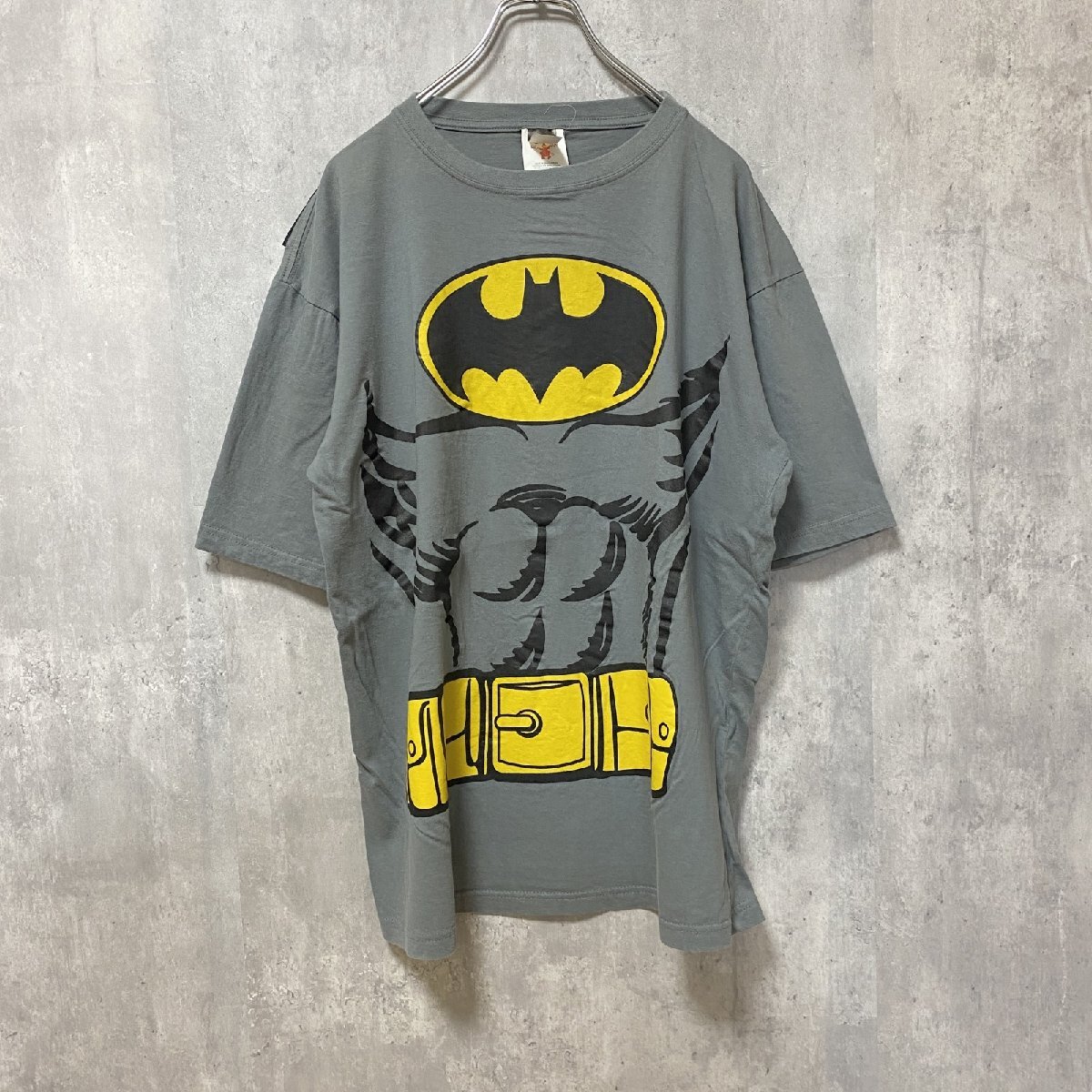 古着 used MARVEL BATMAN バットマン 半袖プリントTシャツ グレー マジックテープ ビッグシルエット XLサイズ拍卖