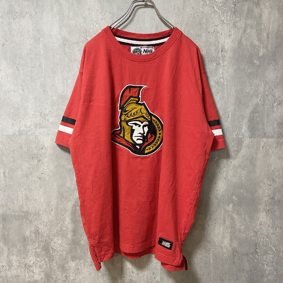 古着 used NHL オタワセネターズ アイスホッケー 半袖オフィシャル刺繍クルーネックTシャツ 赤 スポーツ Lサイズ拍卖