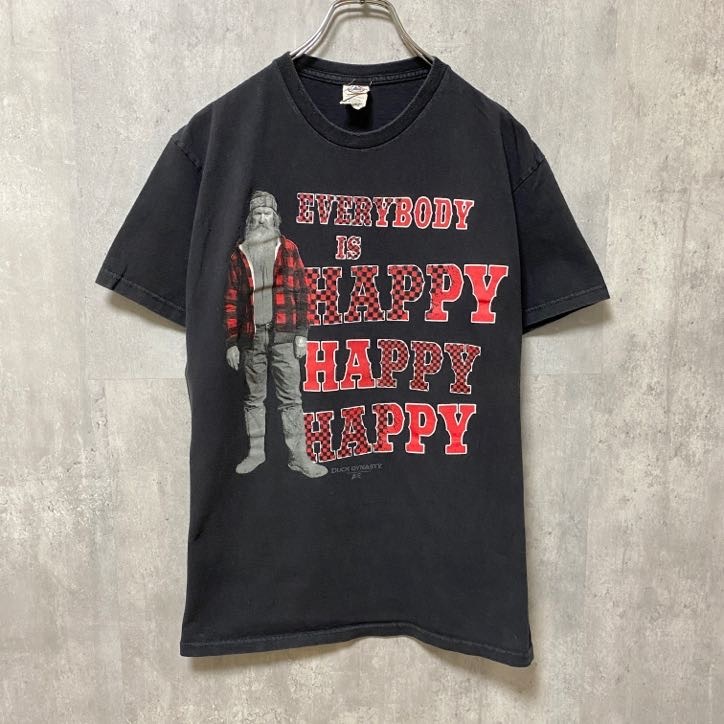 古着 used DUCK DYNASTY ダックダイナスティ 海外TV 半袖プリントTシャツ 黒 ブラック レトロデザイン拍卖