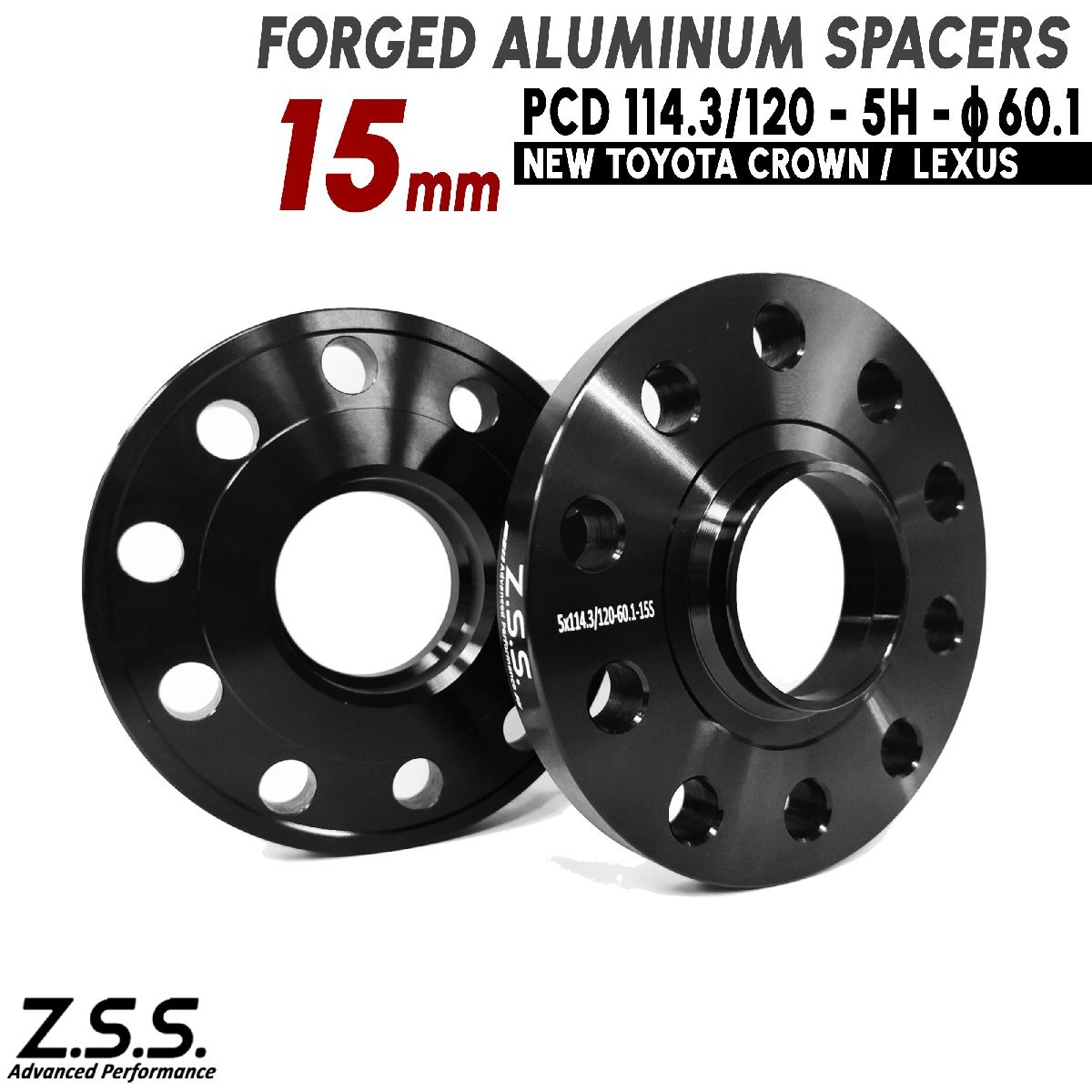 Z.S.S. AP TOYOTA CROWN SH35 専用設計 厚み 15mm PCD114.3 5穴 ハブ径 60.1φ ワイドトレッド スペーサー トヨタ 5x114.3 ZSS拍卖