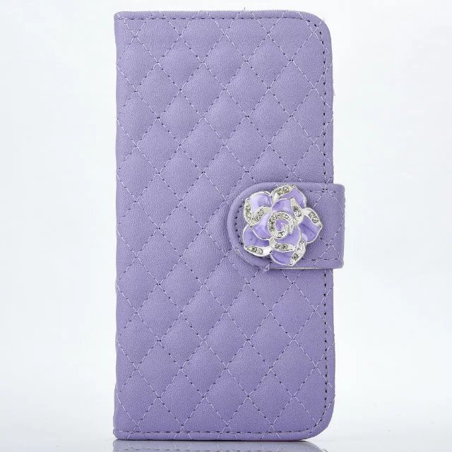 iphone6plus レザーケース アイフォン6sプラス ケース iphone6splus キルティングケース 手帳型 お花 パープル拍卖