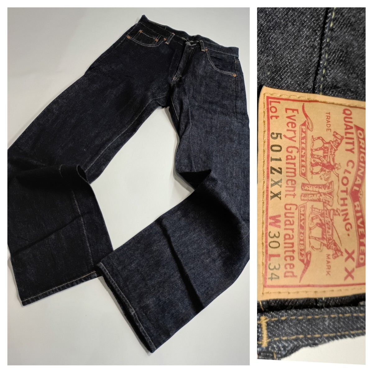 LVC リーバイスビンテージクロージング 501ZXX 日本製復刻 濃紺デニム レプリカジーンズ W30 L34約72cm 42TALOビッグE BIGE 赤耳拍卖