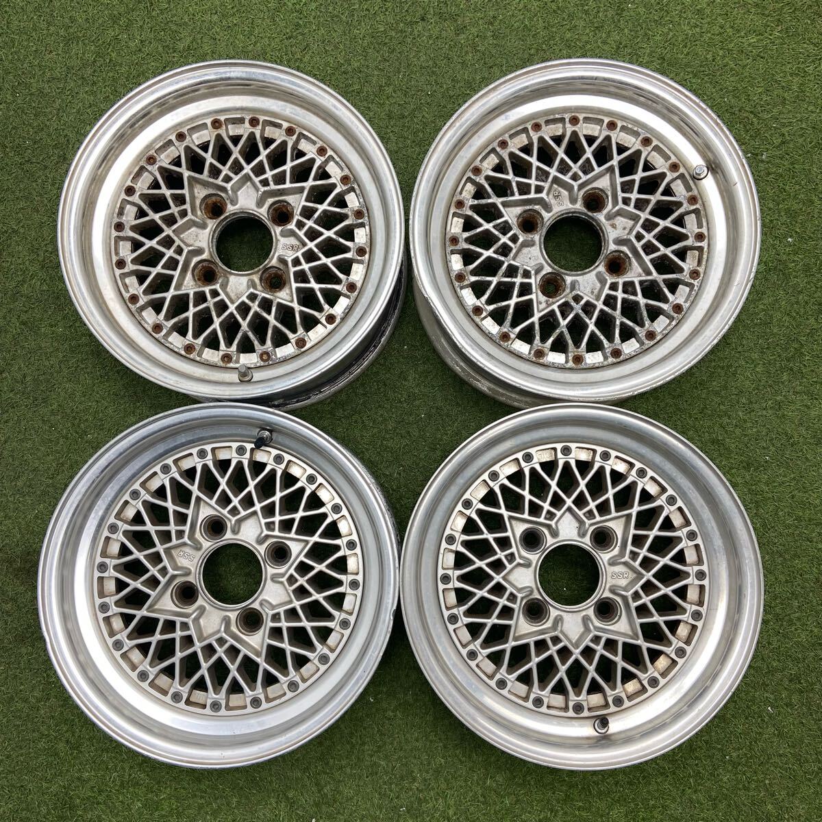 【1028】旧車★14インチ 6.0JJ SPEEDSTAR SSR-FM 14×6.0JJ ET+10 PCD114.3 4穴 ハブ径74 アルミホイール 4本セット拍卖