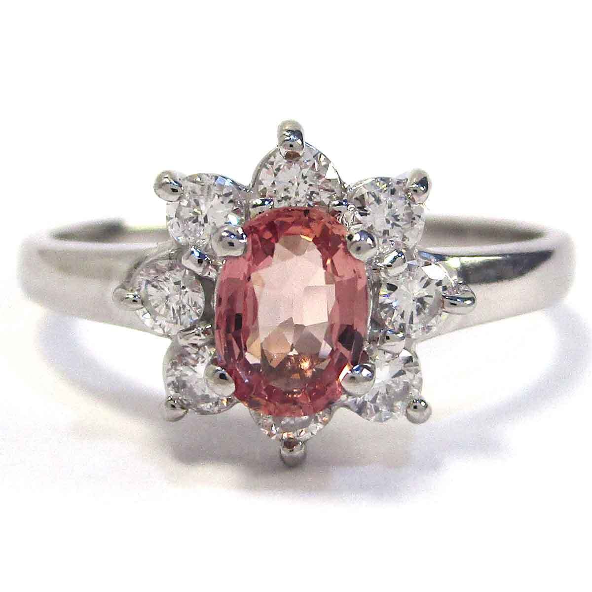 ノーブランド レディースリング ピンクサファイヤダイヤ Pt900 中古 グレード:リサイクル・洗浄のみ サンヤ質店拍卖