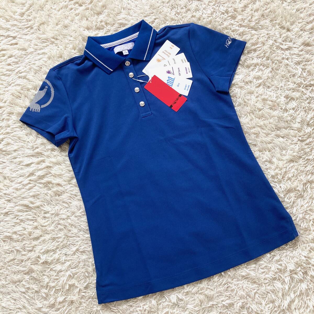 新品 未使用 本間ゴルフ ホンマゴルフ 半袖 ポロシャツ 青 レディースS 春夏 HONMA GOLF ブルー 女性 ゴルフウェア シャツ拍卖