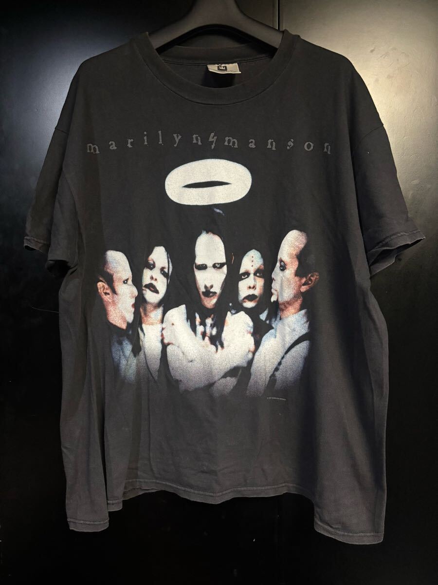 激レア90'S当時物 MARILYN MANSON Tシャツ ヴィンテージ ブラック マリリンマンソン サイズL コピーライト WINTER LANDタグ拍卖
