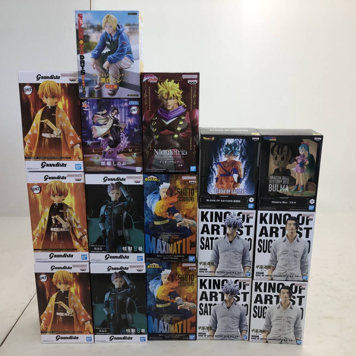 02w17123【1円~】 プライズフィギュア 16点セット 鬼滅の刃/SAKAMOTO DAYS/呪術廻戦/ジョジョ/ドラゴンボール/ヒロアカ/他 未開封 中古品拍卖