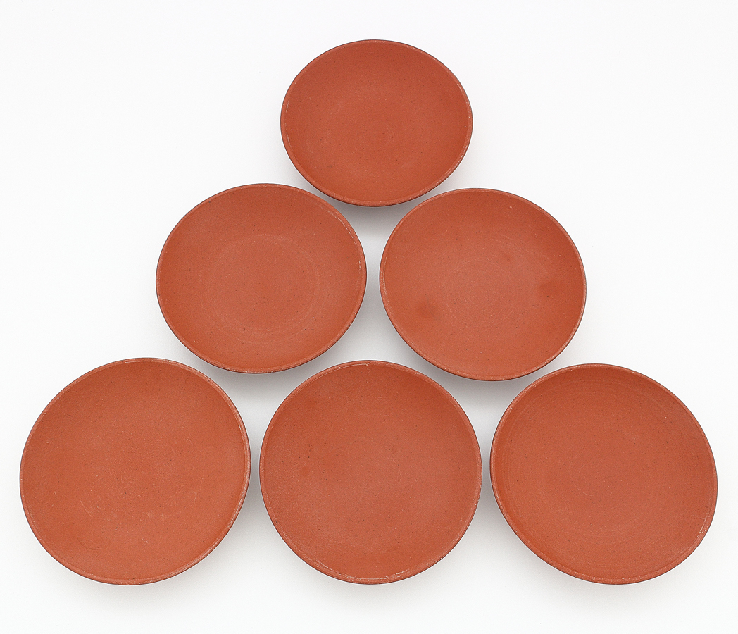 【梟】中国 宜興 時代 朱泥 茶托 6枚 托子 コースター 茶杯 汲み出し 煎茶茶碗 煎茶碗 煎茶道具 紫砂 紫泥 小皿 豆皿 清朝 民国期 古玩拍卖