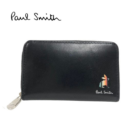 ○★訳有り 新品未使用 Paul Smith (ポールスミス) マーケトリーブライトストライプ ラビット 小銭入れ ブラック★○拍卖